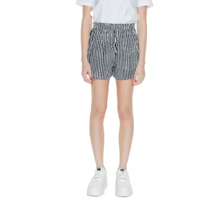 Only Shorts Donna Nero Geometrico con Elastico in Vita 100% Viscosa Primavera/Estate 15222183