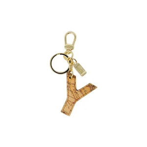 Alviero Martini Prima Classe Portachiavi Donna Beige Stampa Geo 100% Ecopelle Accessori Moda P00Y 6000